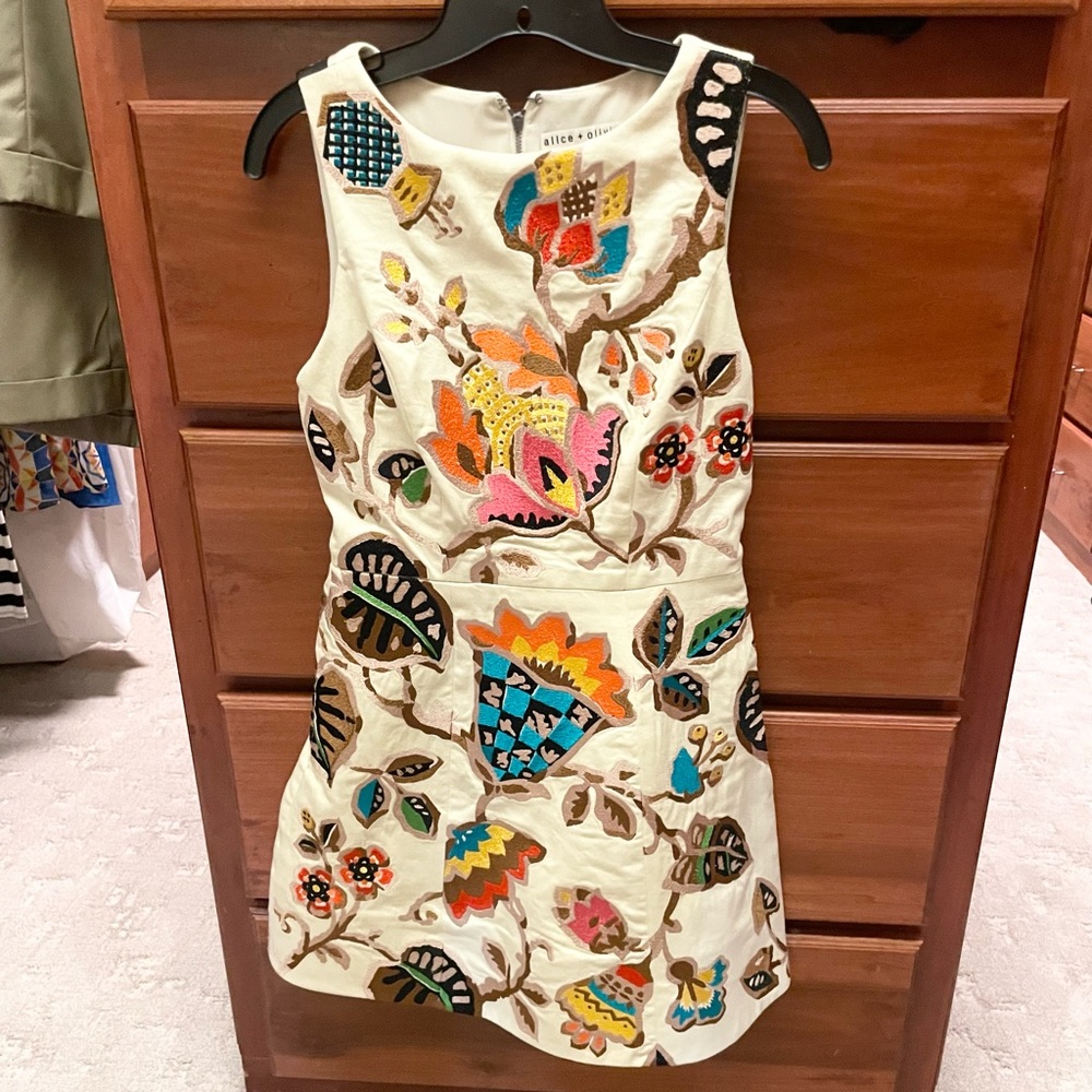 Alice + Olivia Embroidered Cocktail Dress